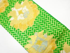 アンティーク　桧垣に唐花模様織り出し袋帯（着用可）